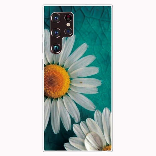 Samaung Galaxy S22 Ultra 5G Painted Pattern High Transparent TPU Phone Case - Chrysanthemum