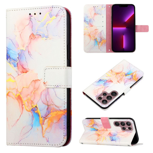 Samsung Galaxy S22 Ultra 5G PT003 Marble Pattern Flip Leather Phone Case - Galaxy Marble White LS004