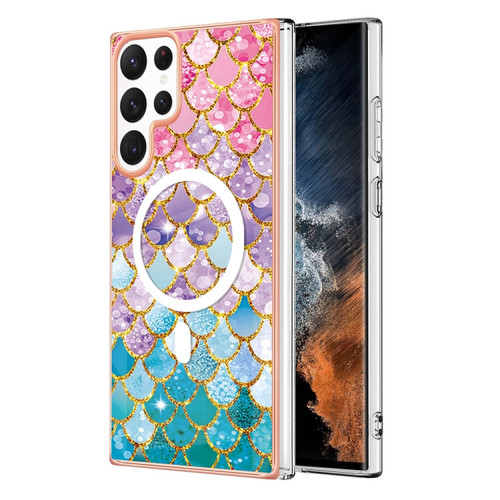 Samsung Galaxy S22 Ultra 5G Marble Pattern Dual-side IMD Magsafe TPU Phone Case - Colorful Scales