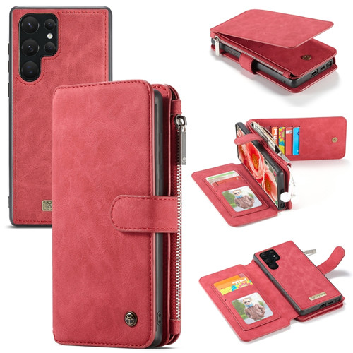 Samsung Galaxy S22 Ultra 5G CaseMe-007 Detachable Multifunctional Leather Phone Case - Red