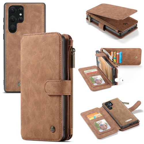 Samsung Galaxy S22 Ultra 5G CaseMe-007 Detachable Multifunctional Leather Phone Case - Brown