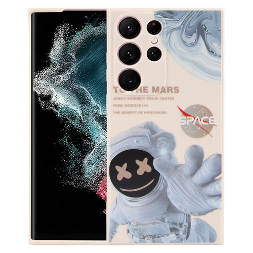 Samsung Galaxy S22 Ultra 5G Martian Astronaut Pattern Shockproof Phone Case - White