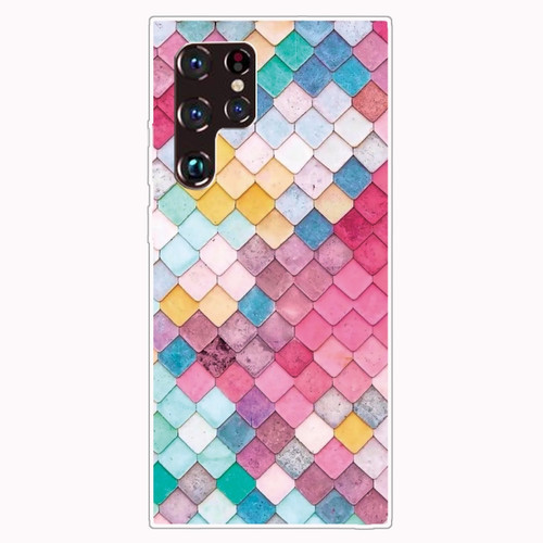 Samaung Galaxy S22 Ultra 5G Painted Pattern Transparent TPU Phone Case - Color Quartet