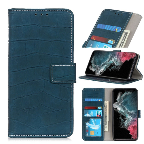 Samsung Galaxy S22 Ultra 5G Magnetic Crocodile Texture Horizontal Flip Leather Case with Holder & Card Slots & Wallet - Green