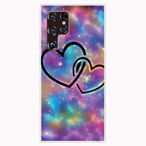 Samaung Galaxy S22 Ultra 5G Painted Pattern Transparent TPU Phone Case - Starry Love