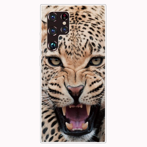 Samaung Galaxy S22 Ultra 5G Painted Pattern Transparent TPU Phone Case - Jaguar