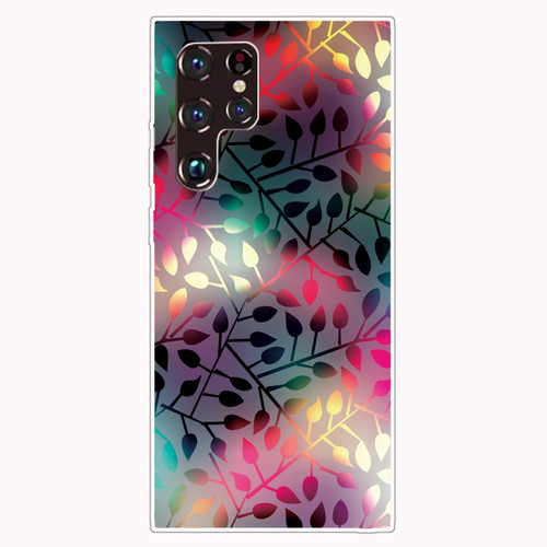 Samaung Galaxy S22 Ultra 5G Painted Pattern Transparent TPU Phone Case - Fluorescent Branches