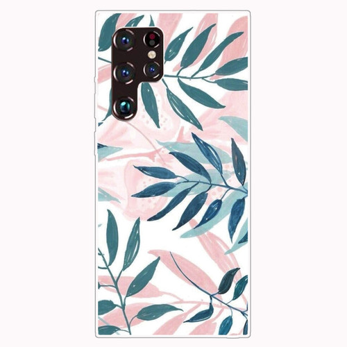 Samaung Galaxy S22 Ultra 5G Painted Pattern Transparent TPU Phone Case - INS Green Grass