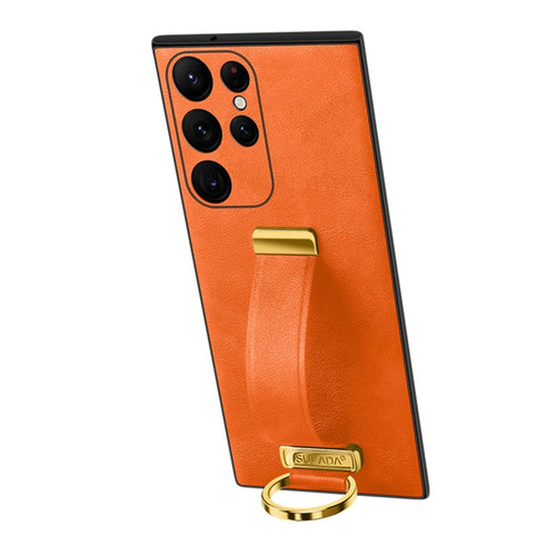 Samsung Galaxy S22 Ultra 5G SULADA Cool Series PC + Leather Texture Skin Feel Shockproof Phone Case - Orange