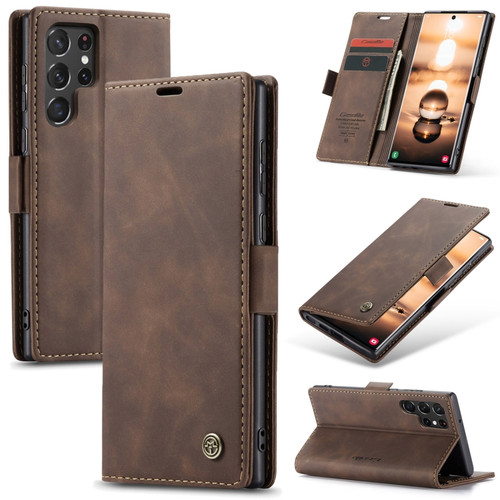 Samsung Galaxy S22 Ultra 5G CaseMe 013 Multifunctional Leather Phone Case - Coffee