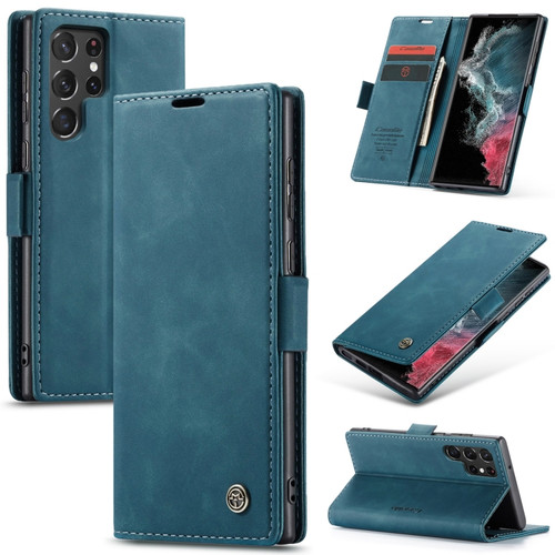 Samsung Galaxy S22 Ultra 5G CaseMe 013 Multifunctional Leather Phone Case - Blue