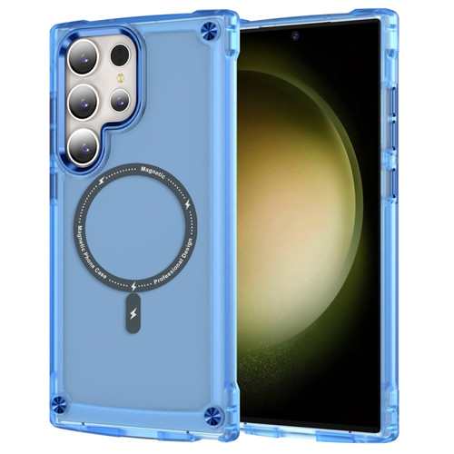 Samsung Galaxy S22 Ultra 5G Skin Feel TPU + PC MagSafe Magnetic Phone Case - Transparent Blue