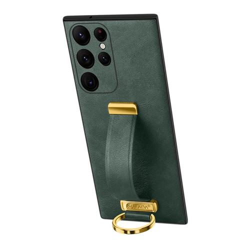 Samsung Galaxy S22 Ultra 5G SULADA Cool Series PC + Leather Texture Skin Feel Shockproof Phone Case - Green