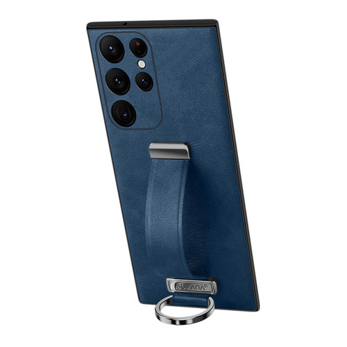 Samsung Galaxy S22 Ultra 5G SULADA Cool Series PC + Leather Texture Skin Feel Shockproof Phone Case - Blue