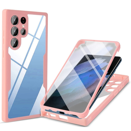 Samsung Galaxy S22 Ultra 5G Acrylic + TPU 360 Degrees Full Coverage Shockproof Phone Case - Pink
