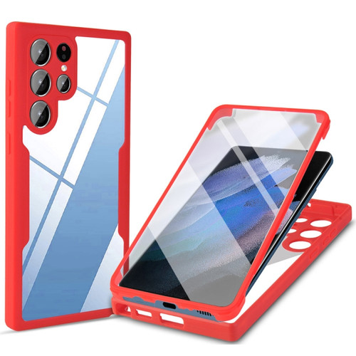 Samsung Galaxy S22 Ultra 5G Acrylic + TPU 360 Degrees Full Coverage Shockproof Phone Case - Red