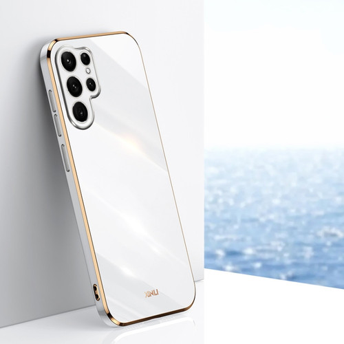 Samsung Galaxy S22 Ultra 5G XINLI Straight Edge 6D Electroplate TPU Phone Case - White