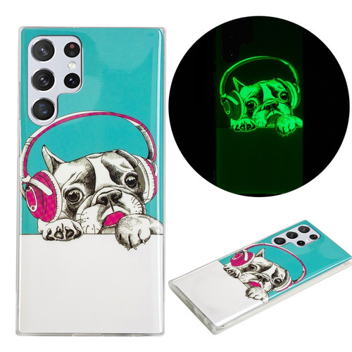 Samsung Galaxy S22 Ultra 5G Luminous TPU Protective Phone Case - Headset Dog