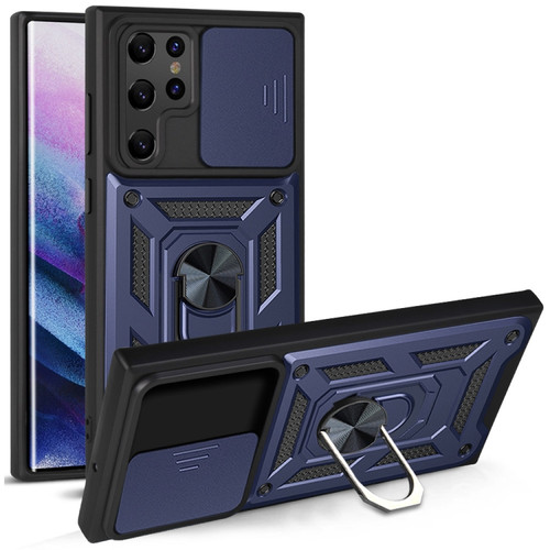 Samaung Galaxy S22 Ultra 5G Sliding Camera Cover Design TPU+PC Protective Case - Blue