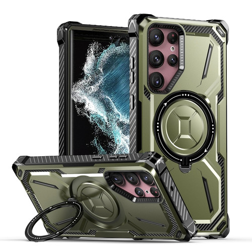 Samsung Galaxy S22 Ultra 5G Armor Series MagSafe Magnetic Holder Phone Case - Army Green