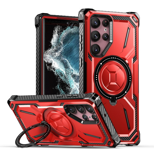 Samsung Galaxy S22 Ultra 5G Armor Series MagSafe Magnetic Holder Phone Case - Red