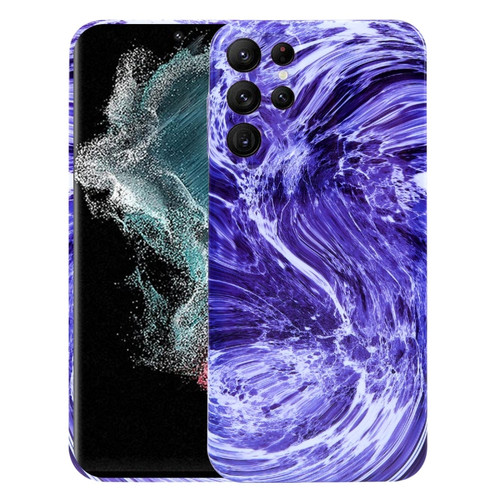 Samsung Galaxy S22 Ultra 5G Marble Pattern Phone Case - Purple White