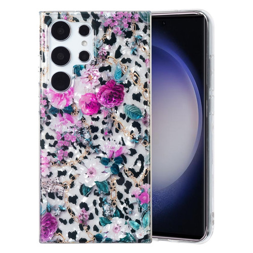 Samsung Galaxy S22 Ultra 5G IMD Shell Pattern TPU Phone Case - Leopard Flower