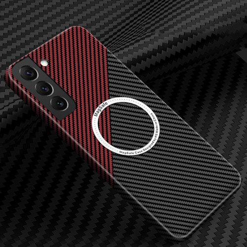 Samsung Galaxy S22 Plus 5G Carbon Fiber Texture MagSafe Magnetic Phone Case - Black Red