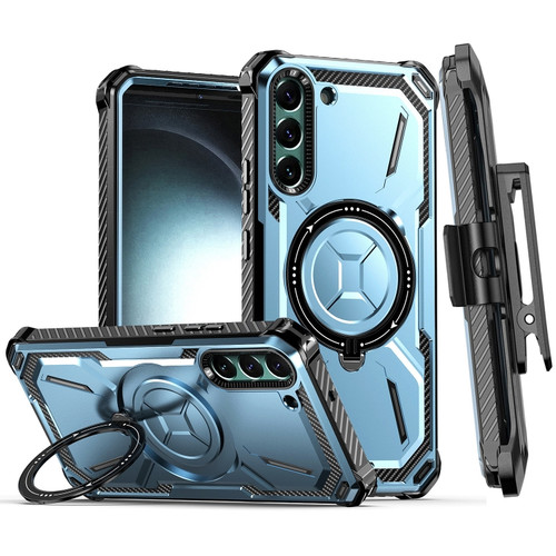 Samsung Galaxy S22+ 5G Armor Series MagSafe Magnetic Holder Phone Case with Back Clip - Blue