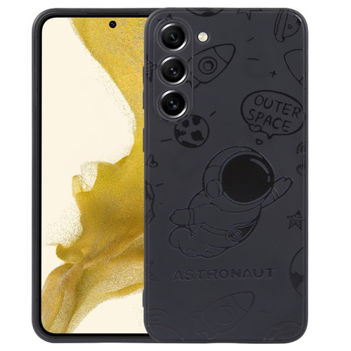 Samsung Galaxy S22+ 5G Astronaut Pattern Silicone Straight Edge Phone Case - Flying Astronaut-Black