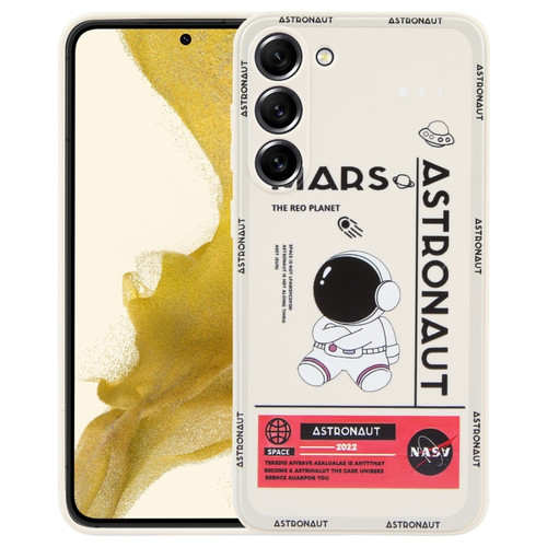 Samsung Galaxy S22+ 5G Astronaut Pattern Silicone Straight Edge Phone Case - Mars Astronaut-White