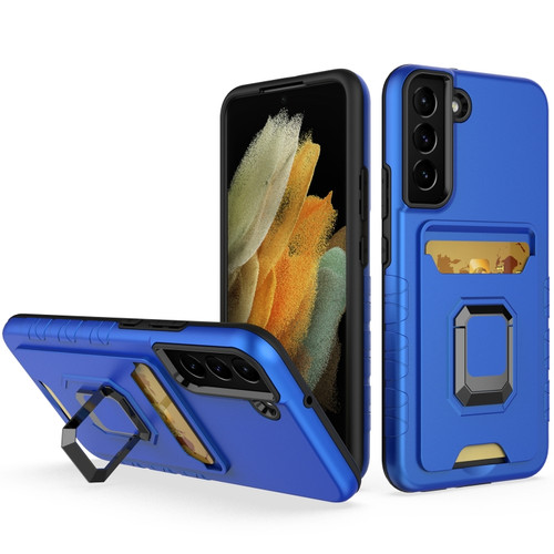 Samsung Galaxy S22+ 5G Card Shield Magnetic Holder Phone Case - Royal Blue