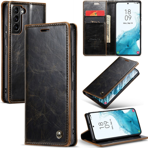 Samsung Galaxy S22+ 5G CaseMe 003 Crazy Horse Texture Leather Phone Case - Coffee
