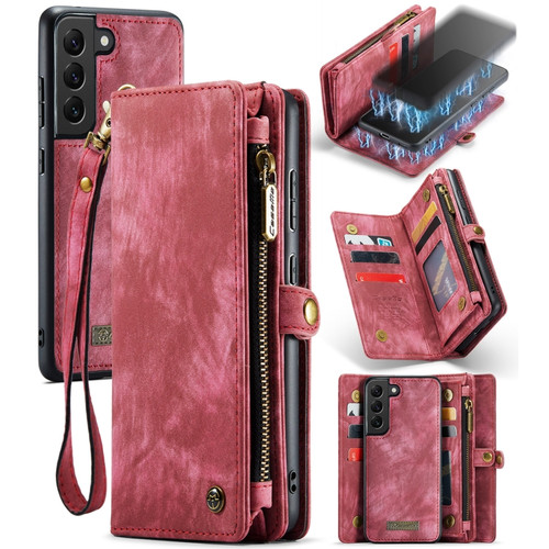 Samsung Galaxy S22+ 5G CaseMe-008 Detachable Multifunctional Horizontal Flip Leather Case - Red