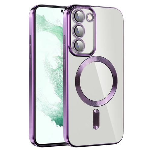 Samsung Galaxy S22+ 5G CD Texture Plating TPU MagSafe Phone Case with Lens Film - Dark Purple