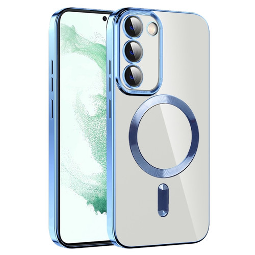 Samsung Galaxy S22+ 5G CD Texture Plating TPU MagSafe Phone Case with Lens Film - Sierra Blue