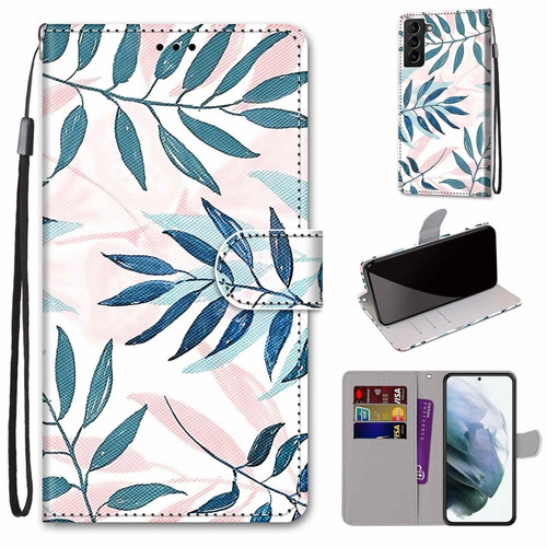 Samsung Galaxy S22+ 5G Coloured Drawing Cross Texture Horizontal Flip PU Phone Leather Case with Holder & Card Slots & Wallet & Lanyard - Colorful Layer - Pink Green Needles