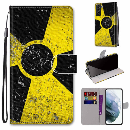 Samsung Galaxy S22+ 5G Coloured Drawing Cross Texture Horizontal Flip PU Phone Leather Case with Holder & Card Slots & Wallet & Lanyard - Colorful Layer - Yellow and Black Signs