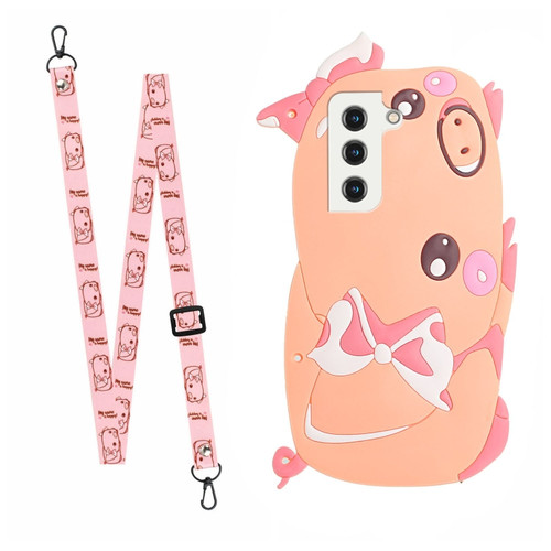 Samsung Galaxy S22+ 5G Crossbody Cartoon Silicone Phone Case - Pig