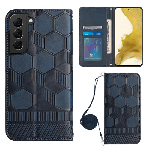 Samsung Galaxy S22+ 5G Crossbody Football Texture Magnetic PU Phone Case - Dark Blue
