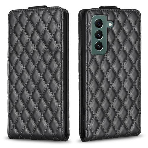 Samsung Galaxy S22+ 5G Diamond Lattice Vertical Flip Leather Phone Case - Black