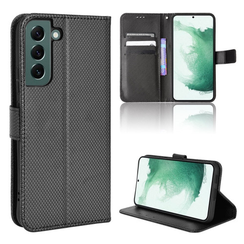 Samsung Galaxy S22+ 5G Diamond Texture Leather Phone Case - Black