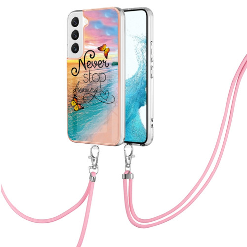 Samsung Galaxy S22+ 5G Electroplating IMD TPU Phone Case with Lanyard - Dream Butterfly