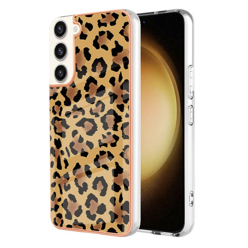 Samsung Galaxy S22+ 5G Electroplating Marble Dual-side IMD Phone Case - Leopard Print