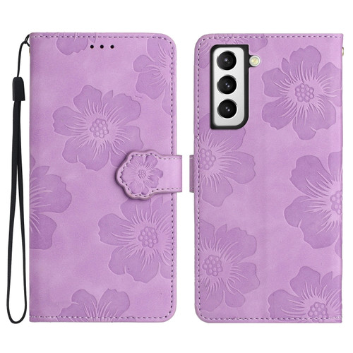 Samsung Galaxy S22+ 5G Flower Embossing Pattern Leather Phone Case - Purple