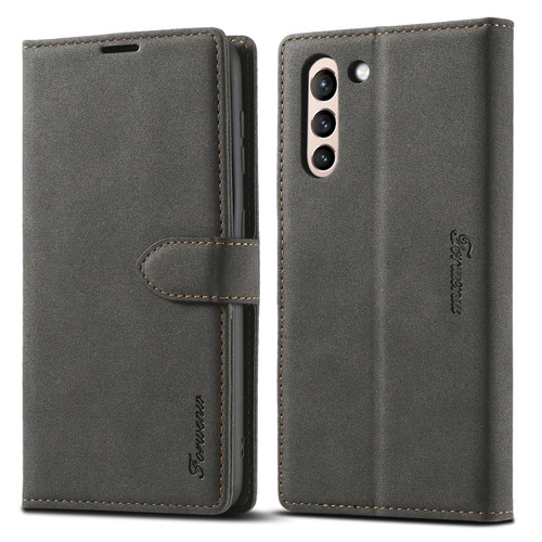 Samsung Galaxy S22+ 5G Forwenw F1 Series Matte Strong Magnetism Leather Phone Case - Black