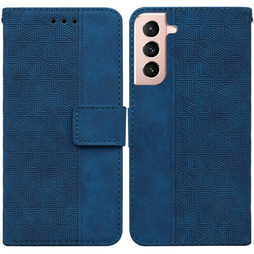 Samsung Galaxy S22+ 5G Geometric Embossed Leather Phone Case - Blue