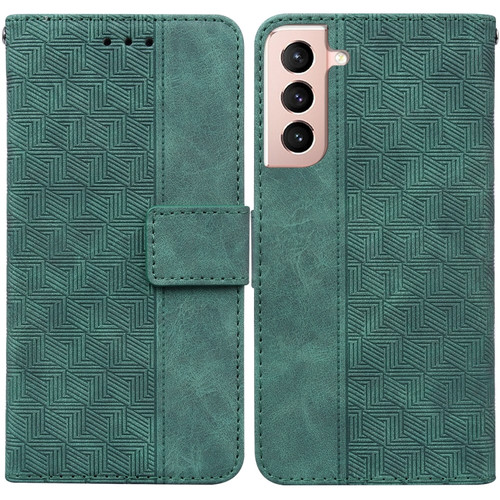 Samsung Galaxy S22+ 5G Geometric Embossed Leather Phone Case - Green