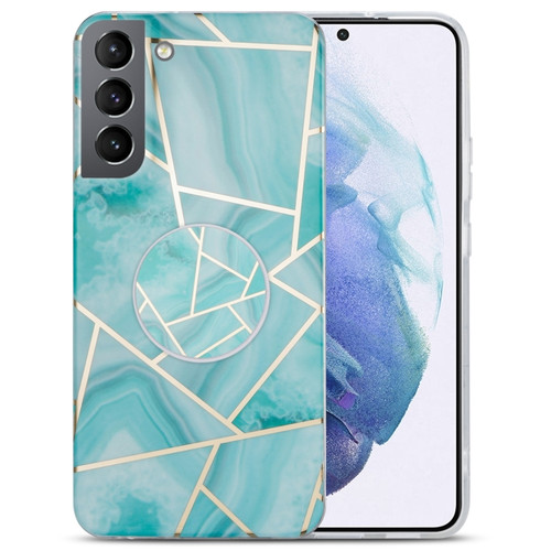 Samsung Galaxy S22+ 5G IMD Marble TPU Phone Case with Holder - Green