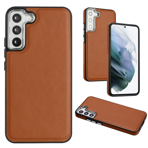 Samsung Galaxy S22+ 5G Leather Texture Full Coverage Phone Case - Brown